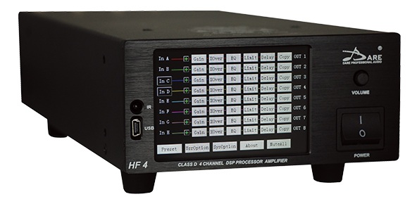 大睿HF4 集成4x4路DSP处理器的4通道音频D类小功放
